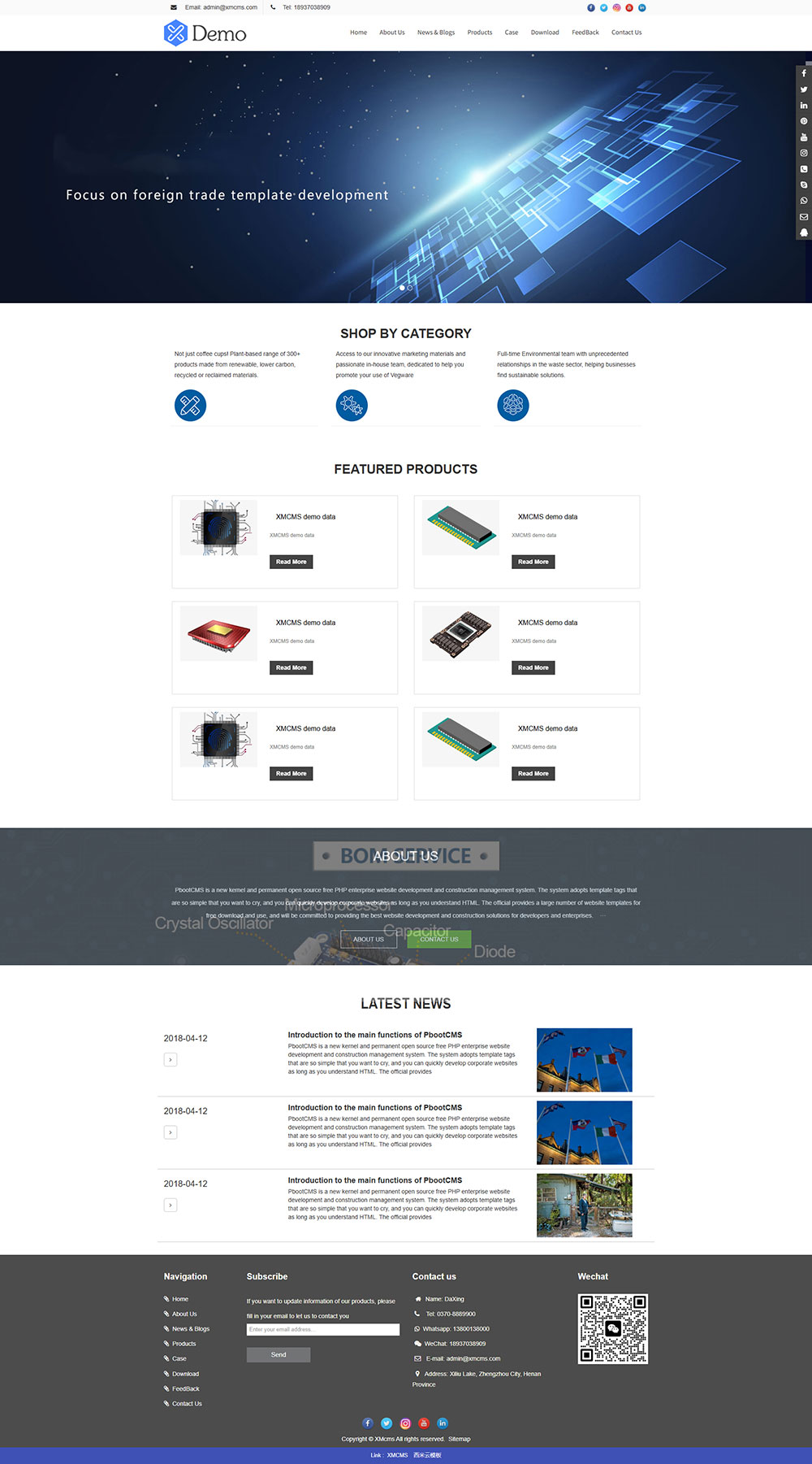 纯英文响应式电子元件科技五金类PBOOTCMS网站模板源码(自适应手机端)