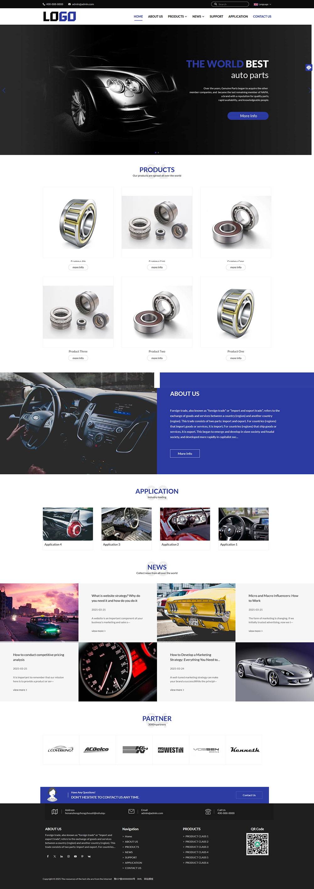 (自适应手机端)蓝色外贸网站模板 中英文双语网站源码-带三级栏目